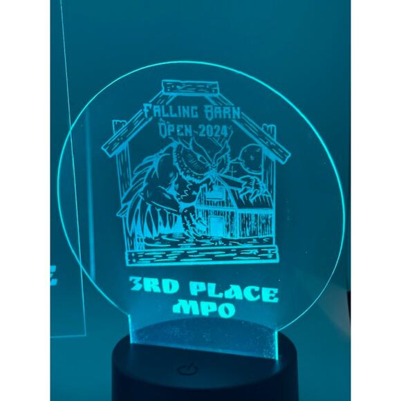 Custom Laser Engraved LED 3D Nightlight Disc Golf Trophy, Gift Trophies - Picture 5 of 9